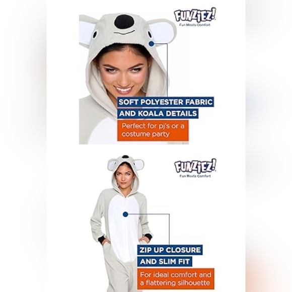 Funziez! Slim Fit Adult Koala Onesie One Piece. - Picture 12 of 15